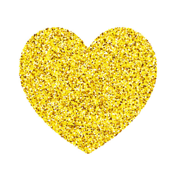 Gold Glitter Heart Seamless Pattern. Symbol of Love, Valentine Day