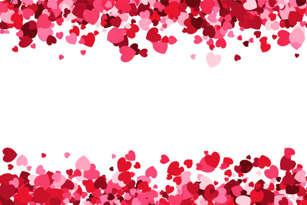 ilustrações de stock, clip art, desenhos animados e ícones de loopable love frame - pink heart shaped confetti forming a header - footer background for use as a design element - valentines day hearts