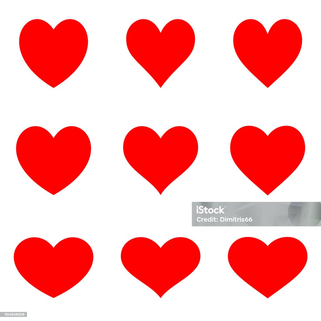 Kırmızı hakketmek kalpler - düz Icon set - Royalty-free Kalp şekli Vector Art