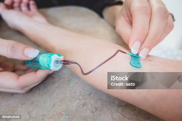 Medical Technologist Doing A Blood Draw Services For Patient Stock Photo - Download Image Now