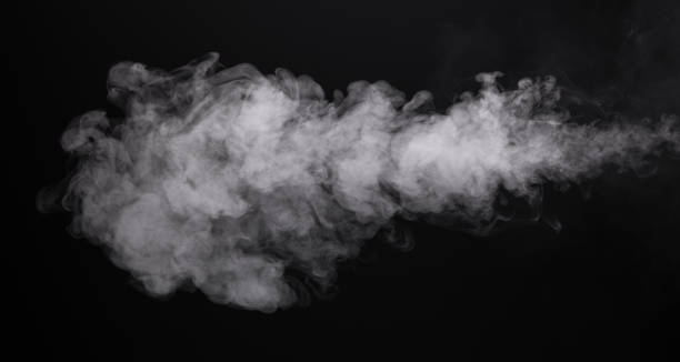 Photo isolated smoke of e-cigarette Cloud of smoke electronic cigarette on black background vapor trail photos stock pictures, royalty-free photos & images
