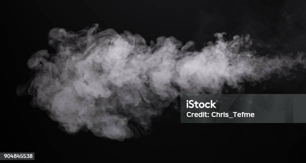 Photo Isolated Smoke Of Ecigarette Stock Photo - Download Image Now - Smoke - Physical Structure, Black Background, Steam