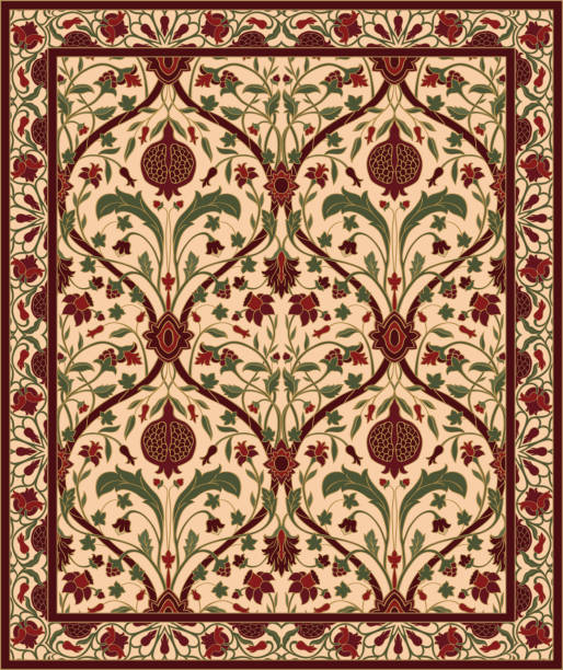 Carpet with pomegranate. vector art illustration