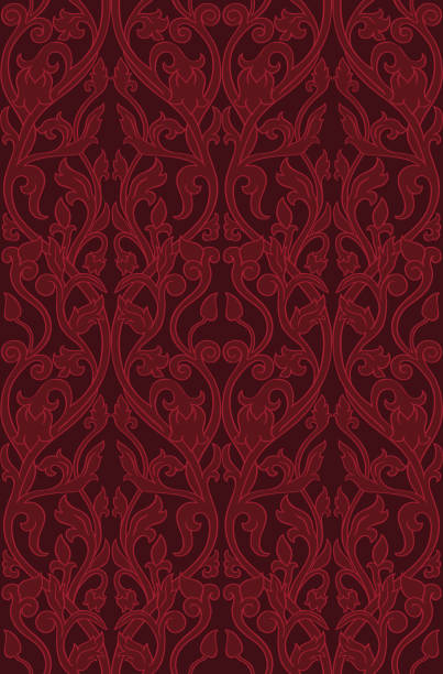 Red floral pattern. Pattern with ornamental flowers. Filigree ornament in red colors. Template for wallpaper, textile, shawl, carpet and any surface. medieval background stock illustrations