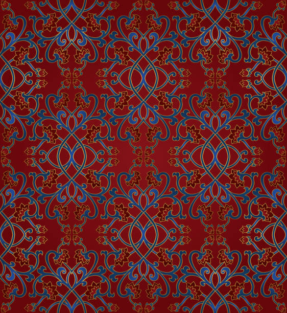 Red floral pattern. Vector floral pattern. Red template for textile, shawl, carpet. chinese tapestry stock illustrations