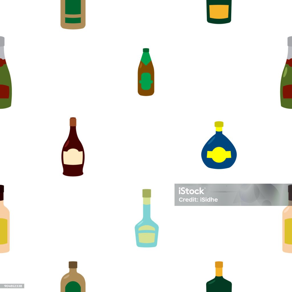 Seamless pattern with vector alcohol bottles Seamless pattern with vector alcohol bottles for your design Alcohol - Drink stock vector