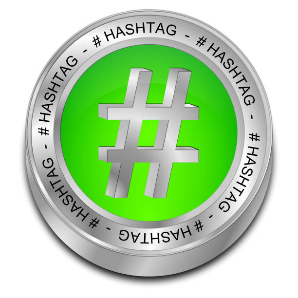 hashtag botão-ilustração 3d - microblog - fotografias e filmes do acervo