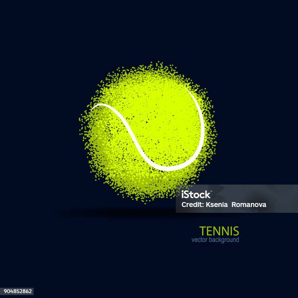 Ilustración de Tenis Pelota Abstracta Diseño Elemento Para Una Bandera De Deportes Cartel y más Vectores Libres de Derechos de Tenis
