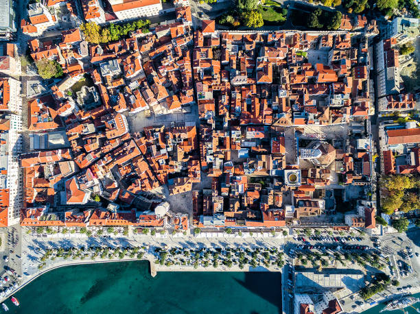 Split, Croatia Air photo of Diocletian's palace split croatia stock pictures, royalty-free photos & images