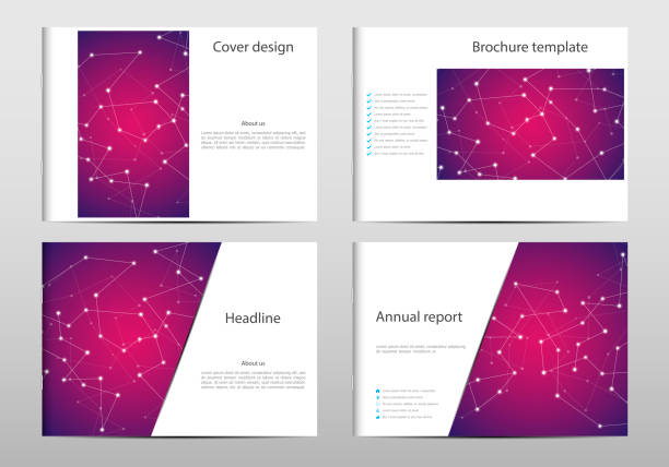 사각형 브로셔 템플릿 레이아웃, 커버, 연례 보고서, 잡지 분자 dna 구조와 a4 크기에. 기하학적 추상 배경입니다. 벡터 일러스트 레이 션 - 2321 stock illustrations