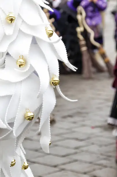 White fragment of costume for the celebration of the carnival Fasnacht in Germany.