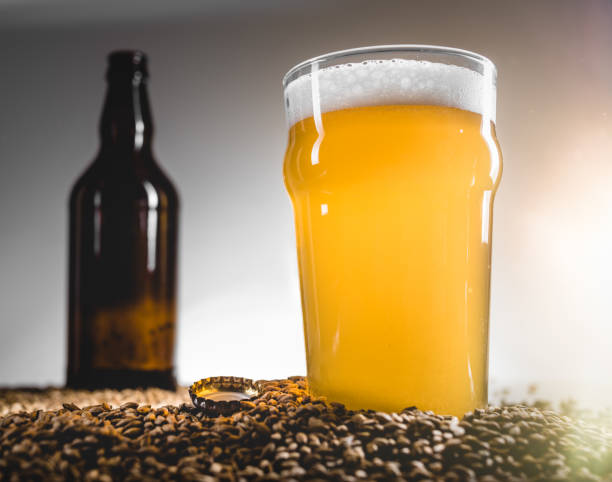 istock Homebrew Blond Beer on Pilsner Grain Heap 904864688