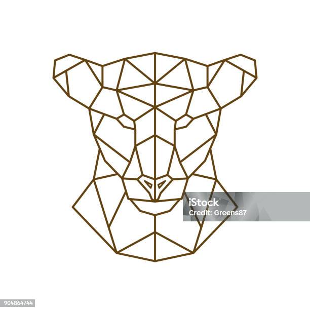 Geometric Head Of A Lioness Wild Animal Vector Illustration Stock Illustration - Download Image Now