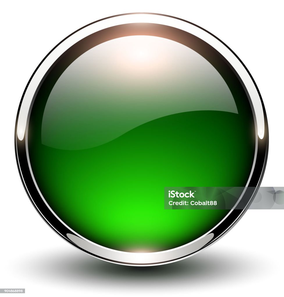 Button Green Glossy Stock Illustration - Download Image Now - Bright ...