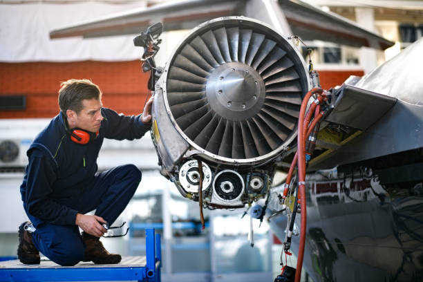 istock Aircraft mechanic in the hangar 904869132