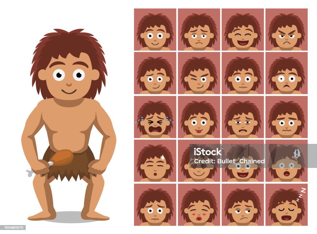 Caveman Family Boy Cartoon Character Emotions Stock Illustration - Download  Image Now - Boys, Cave, Ancient - iStock