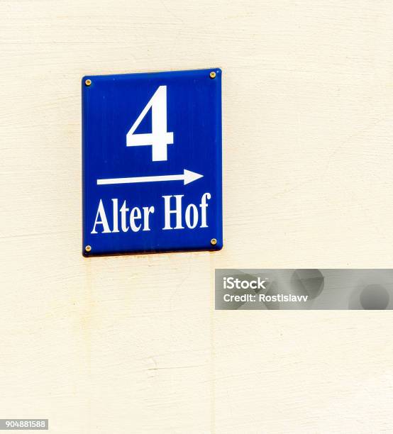 Street Sign Of Alter Hof In Munich City Germany Stock Photo - Download Image Now - Airplane, Architecture, Backgrounds