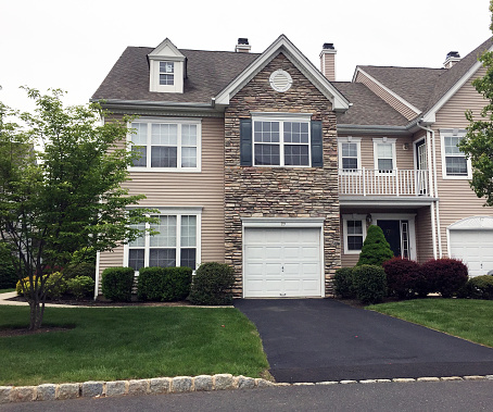 Basking Ridge, New Jersey-December 11, 2017:  Townhomes in an upscale suburban community.