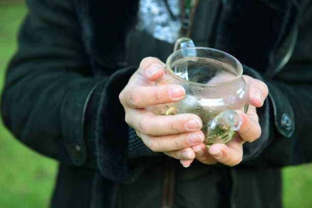 istock hand hold the glass teapot 904891216