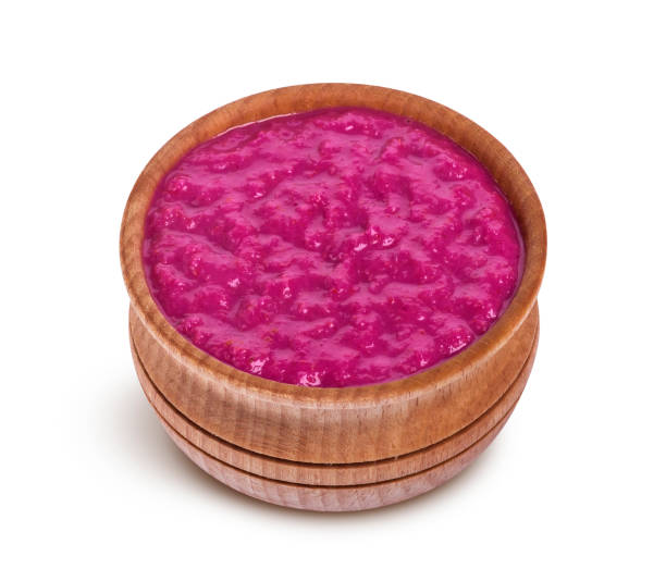 istock Red horseradish sauce with beet in bowl isolated on white background 904891992