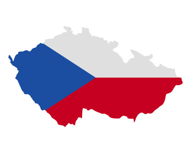 illustrazioni stock, clip art, cartoni animati e icone di tendenza di mappa e bandiera della repubblica ceca - repubblica ceca