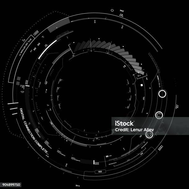 Hud Circle Count Display Stock Photo - Download Image Now - Head-up display - Vehicle Part, Heads Up Display - Video Game, Technology