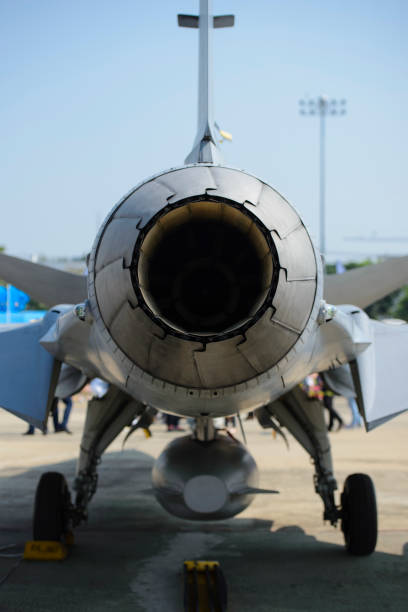 istock Jet engine turbines of military plane fighter 904905660
