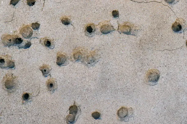 marks from gunshots on the wall in Sharm El Sheikh, Egypt