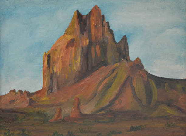 Shiprock Shiprock of New Mexico. new mexico landscape stock illustrations