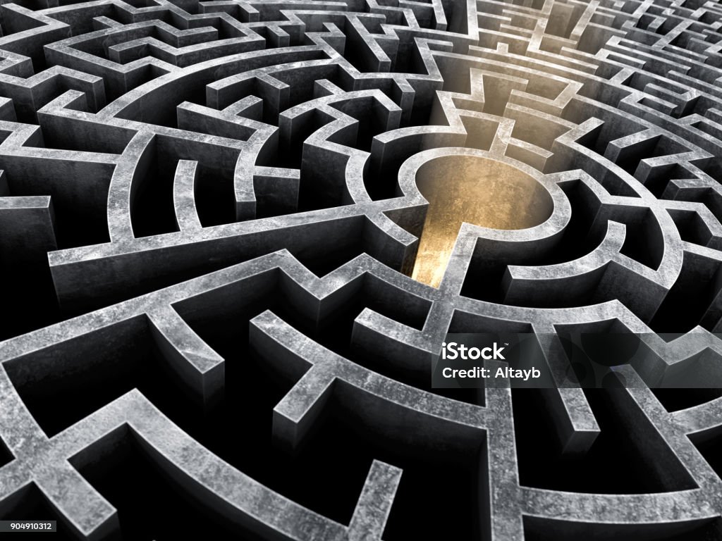 Maze Maze, Light, Mystery, Digitally Generated Image Maze Stock Photo