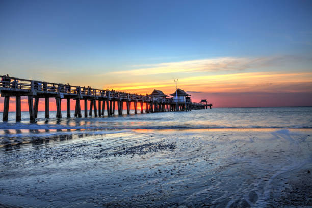 istock Naples Pier on the beach at sunset 904929000