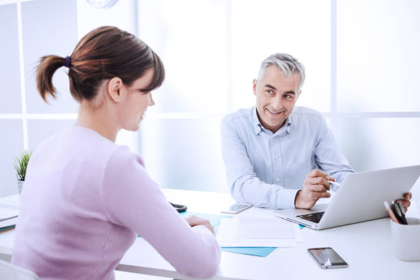 istock Friendly businessman meeting a woman 904930436