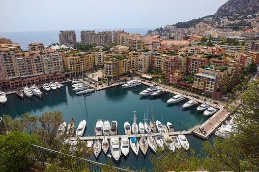 Luxury yachts in the bay of Monaco, France .