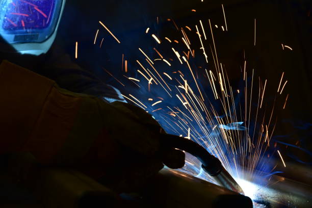 istock Industrial steel welder in factory technical, 904936596
