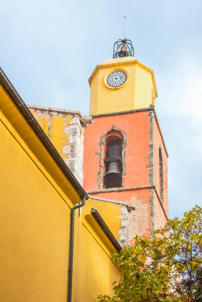 Saint Tropez, France, the bell tower of the Church in the center of the village