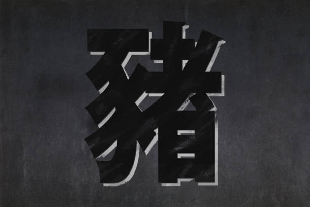 Blackboard with the dragon sign from the Chinese zodiac drawn in the middle.