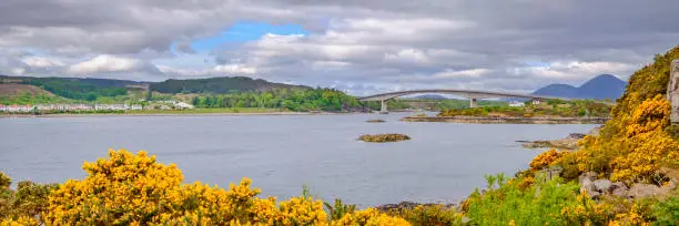 The Skye Bridge, the road bridge connecting the Isle of Skye to the island of Eilean Bàn and then to Scotland mainland.