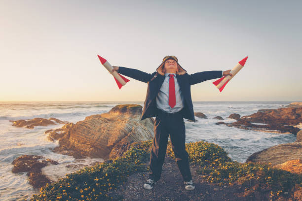 Business Boy with Rockets in California