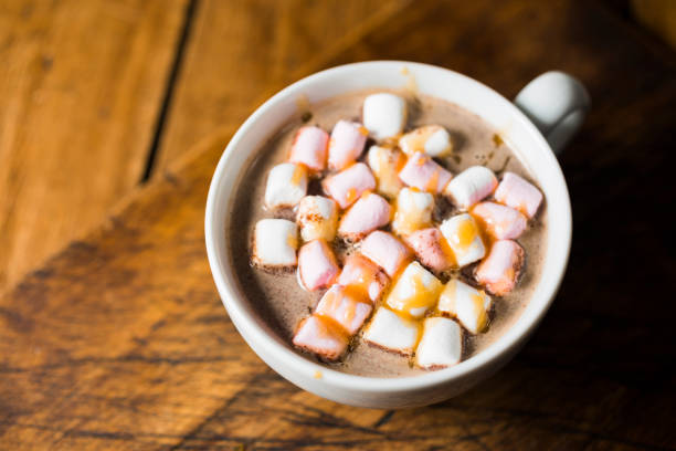 istock Hot Chocolate topped with marshmallows and salted caramel. 904944882