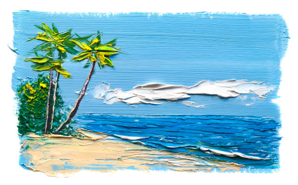 istock Beach on the ocean shore. Painting on a white background. 904947778