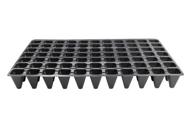 istock plastic product, tray for seedlings, black tray on white background 904954026