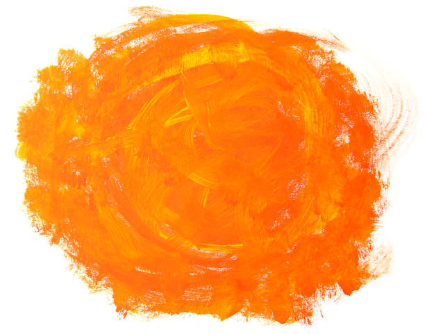 istock Abstract orange painting isolated on white background. 904957764