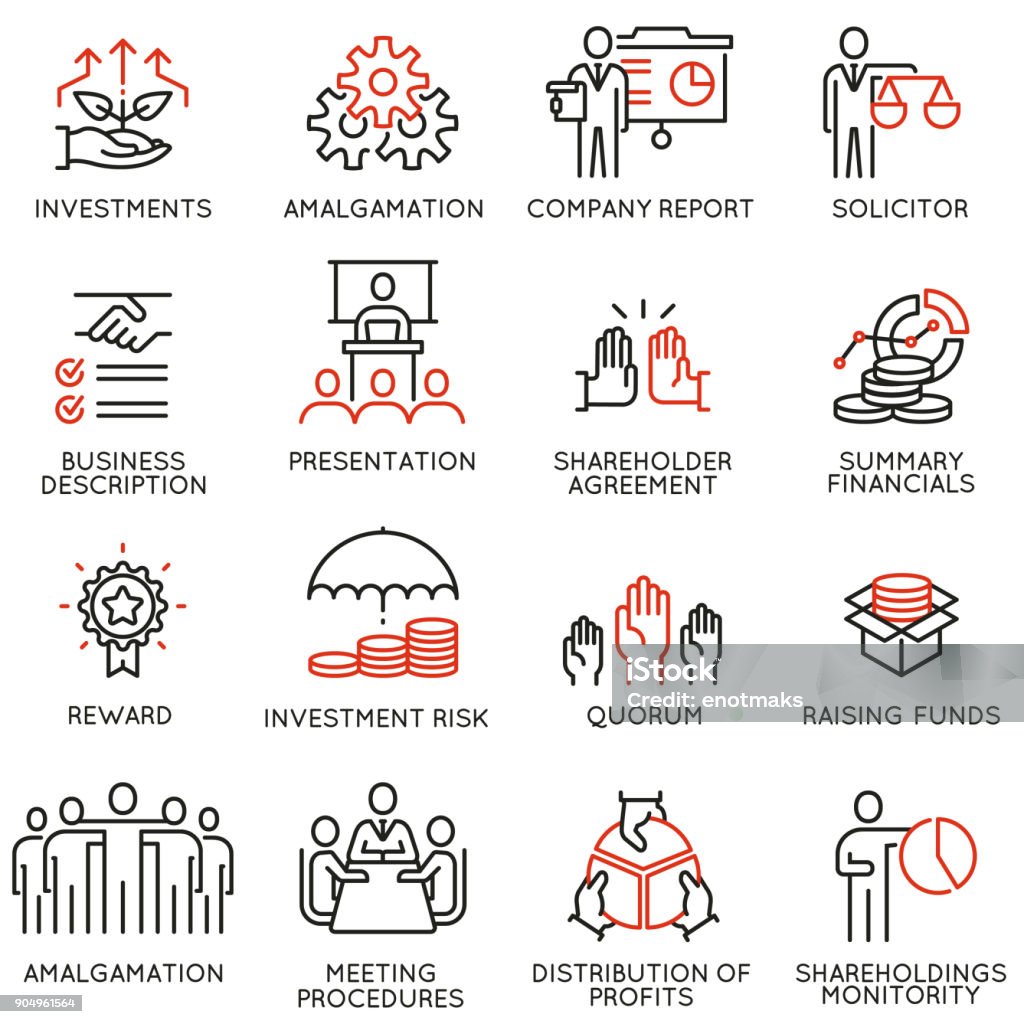 Team work and stakeholders icons - part 3 Vector set of linear icons related to business process, team work, human resource management and stakeholders. Mono line pictograms and infographics design elements - part 3 Icon Symbol stock vector