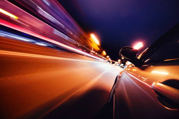 istock Car on the road with motion blur background. 904976646