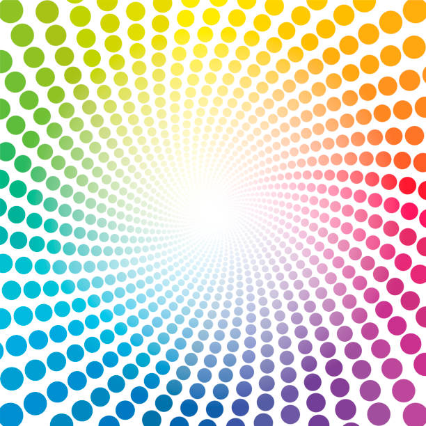 ilustraciones, imágenes clip art, dibujos animados e iconos de stock de patrón de espiral - túnel color de arco iris con el centro de luz - twisted ilustración de fondo circular, hipnótica y psicodélica. - fractal concentric light abstract