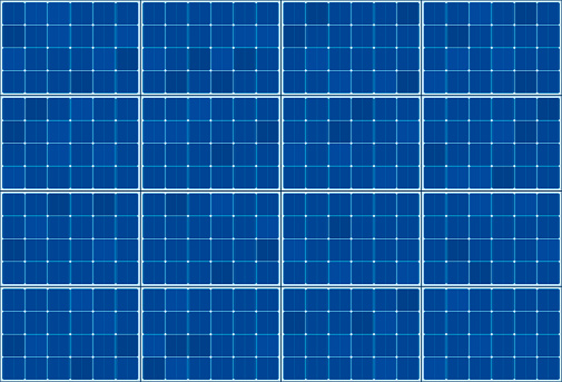 Solar thermal collector - flat plate system - vector illustration of photovoltaic technology - blue background pattern, horizontal orientation.