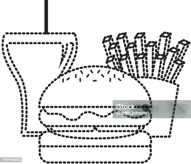 Burger French Fries And Beer Fast Food Stock Illustration - Download Image Now - Alcohol - Drink, American Culture, Barbecue - Meal