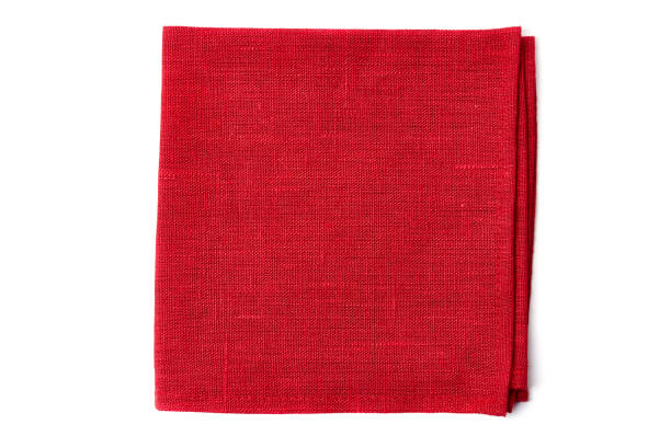 red textile napkin on white - red cloth imagens e fotografias de stock