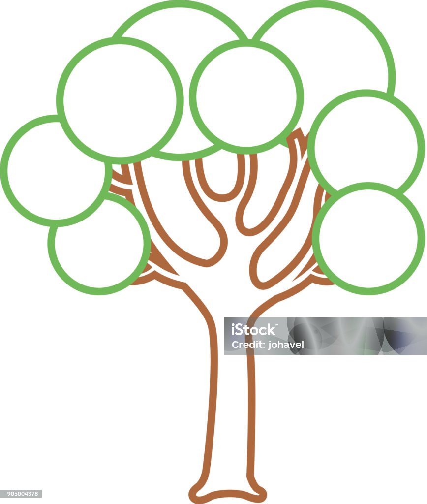 Tree Rown Shapes Tree With Round Shapes Branches Trunk Stock Illustration - Download ...