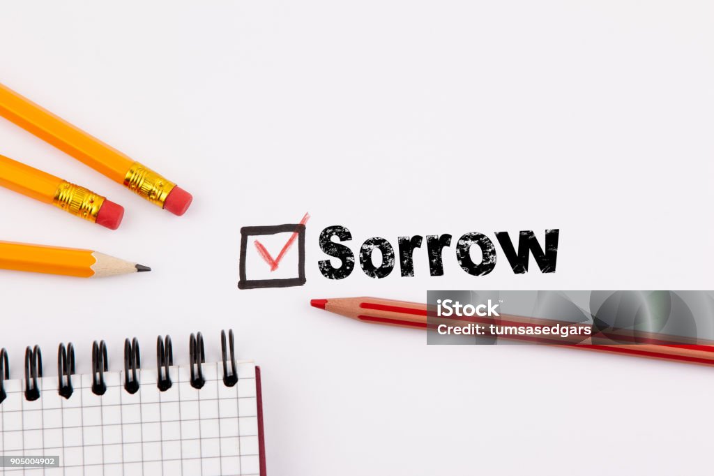 sorrow. Questionnaire with red cross on the white paper Anger Stock Photo